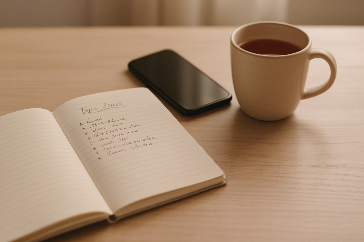 A running ideas sheet with demand next to each phrase — the single most useful document a blogger can keep.