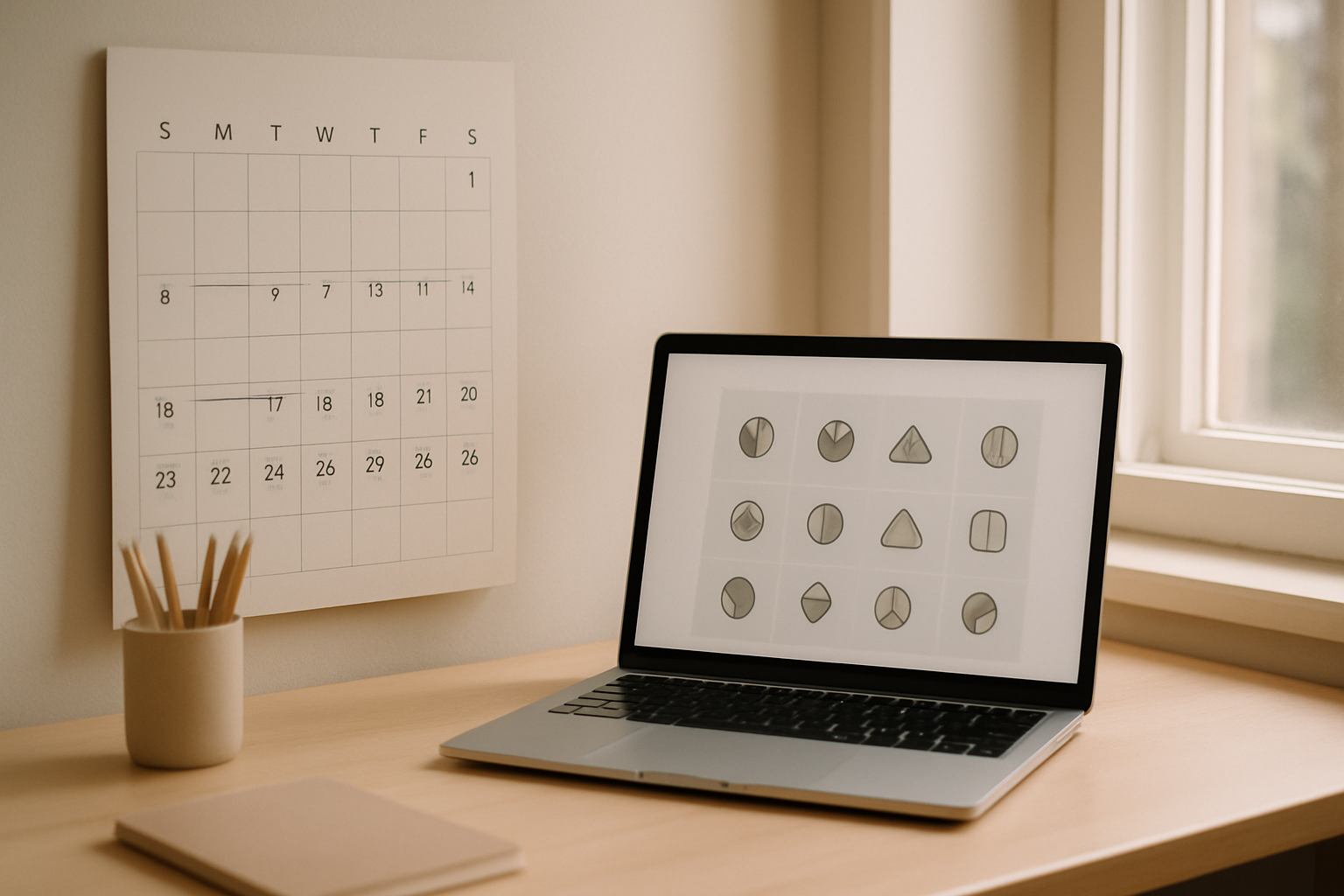Twelve pins and a wall calendar. The entire apparatus, which is rather the point.