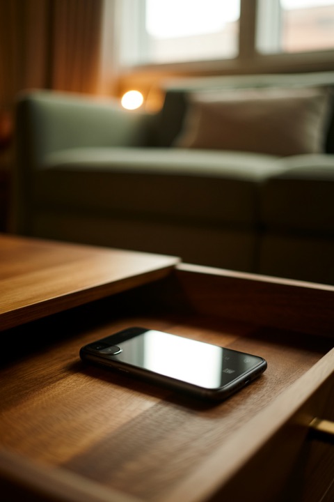 A phone switched off in a drawer