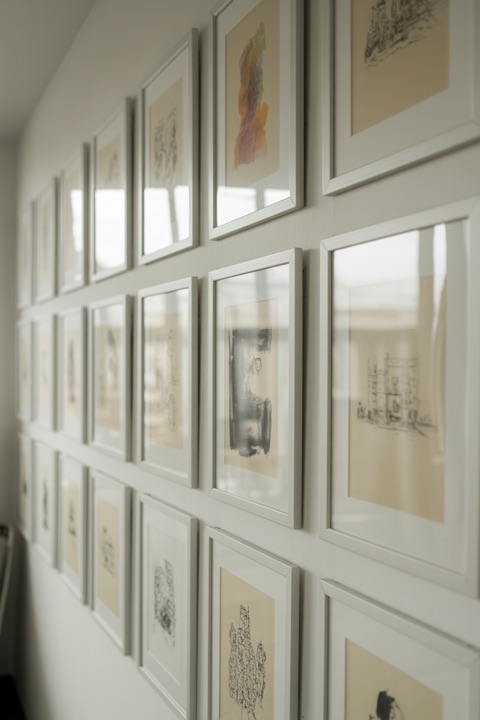 Finished work pinned up on a studio wall