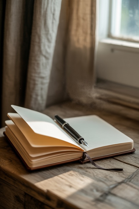An open journal and a good pen