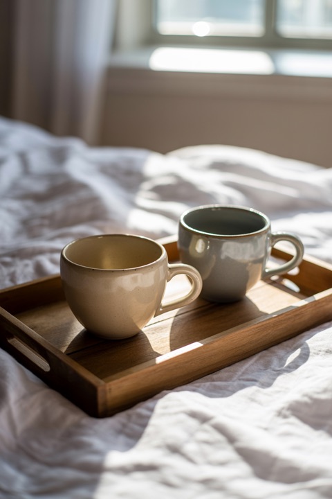 Two coffee cups on a slow morning