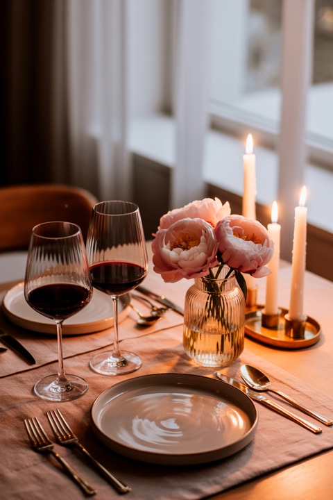 A candlelit table for two