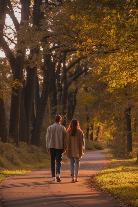 Two people walking hand in hand