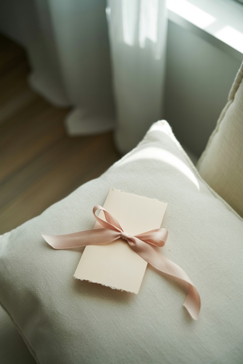 A folded note left on a pillow