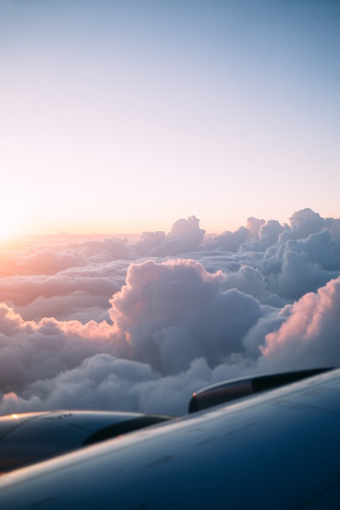 A window seat above the clouds
