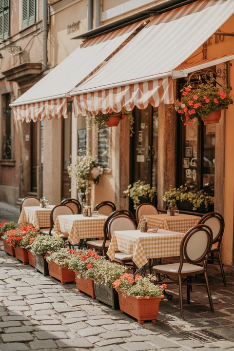 A street café on a cobbled street